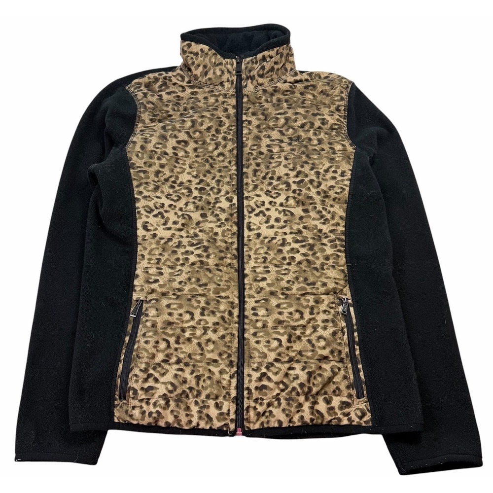 Polo Ralph Lauren Vintage Leopard Print Fleece Jacket For Women Size Large Y2K
